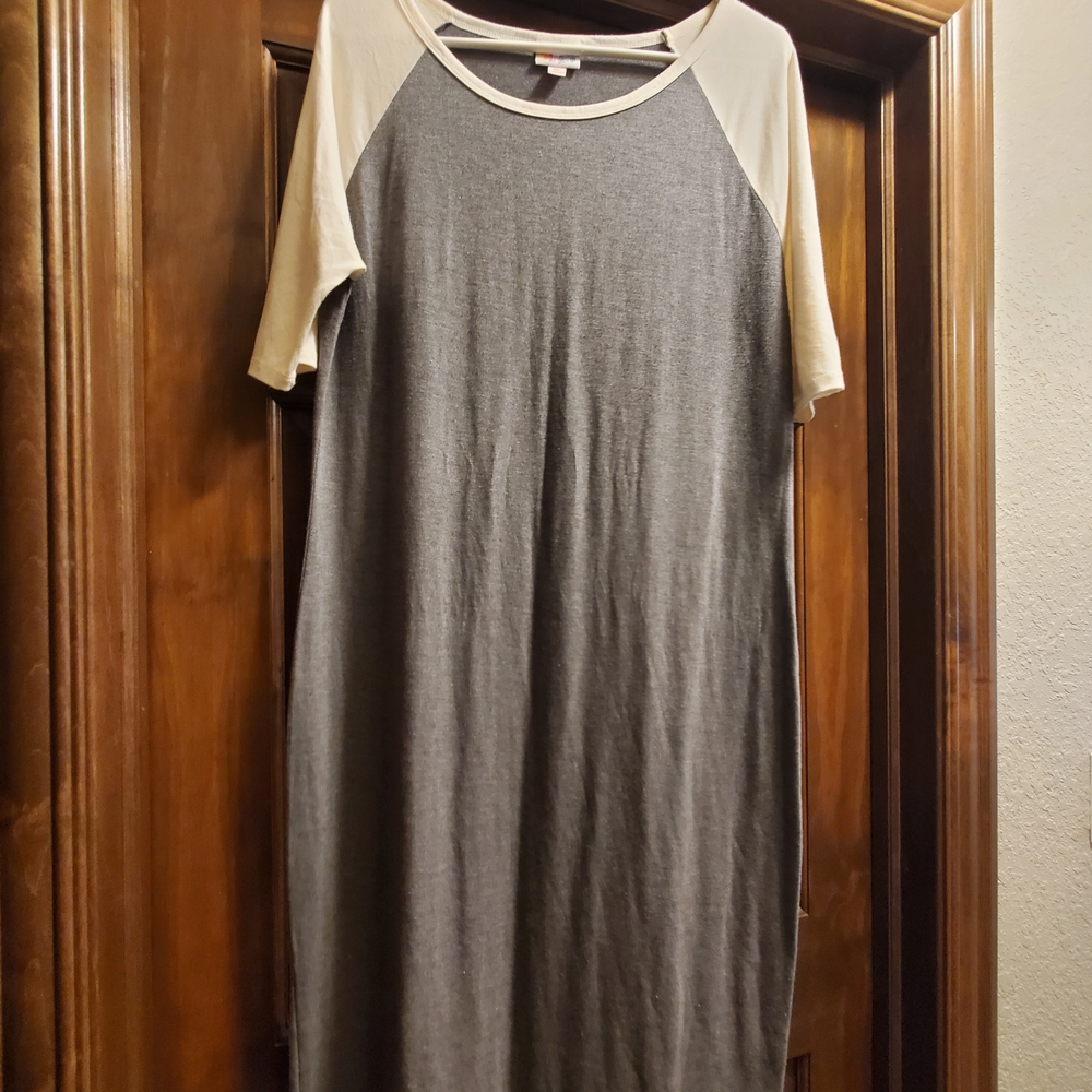 LuLaRoe ❤️Julia❤️ Gray and Cream Dress